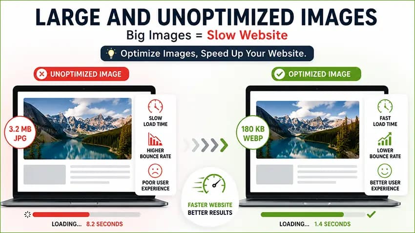 Large and Unoptimized Images will make website speed slow Large and Unoptimized Images will make website speed slow