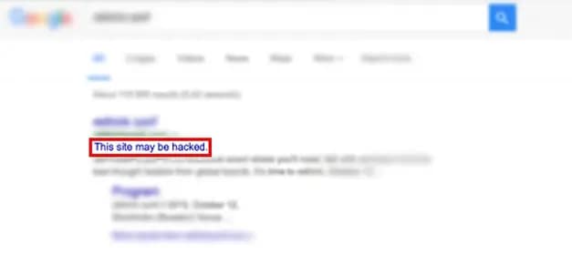 Google wordpress website hacked notice